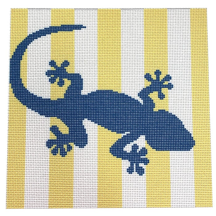 Geckos Stencil/Yellow Printed Canvas Two Sisters Needlepoint 