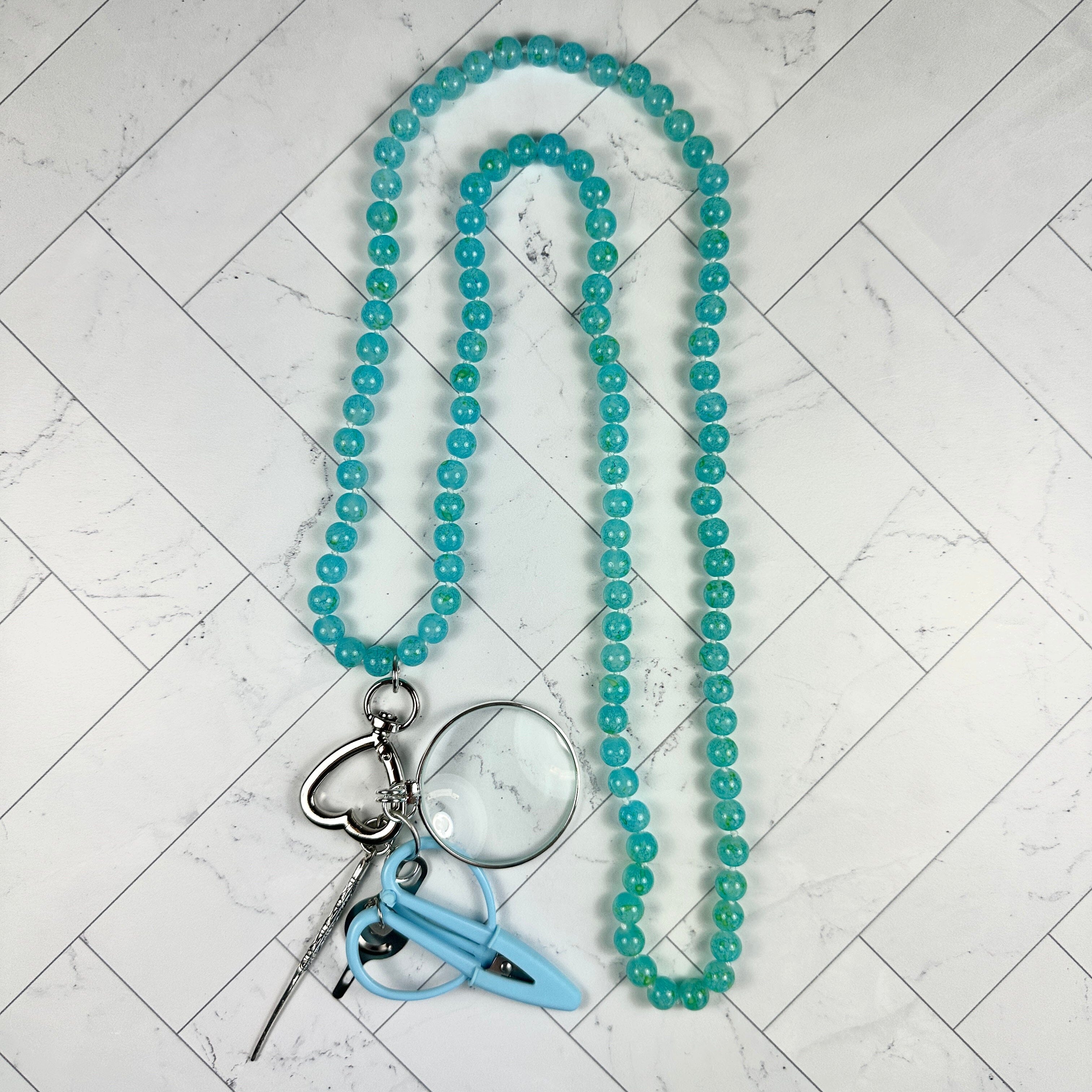 Gemstone Chatelaine Necklace   Azure Ice Accessories Victoria Whitson Needlepoint  - 1