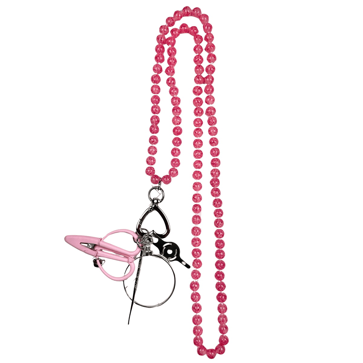 Gemstone Chatelaine Necklace   Dark Pink Magenta Swirls Accessories Victoria Whitson Needlepoint  - 1