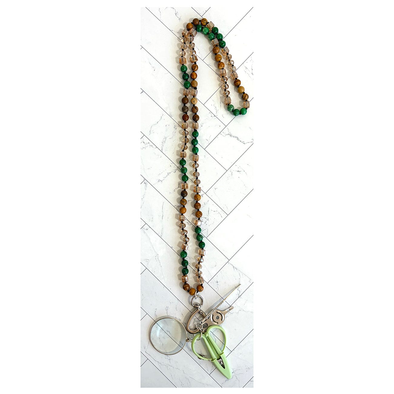 Gemstone Chatelaine Necklace   Pine Forest Victoria Whitson Needlepoint  - 1