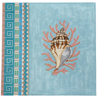 Geo Pattern Tulip Shell #13 Painted Canvas Susan Roberts Needlepoint Designs Inc. 
