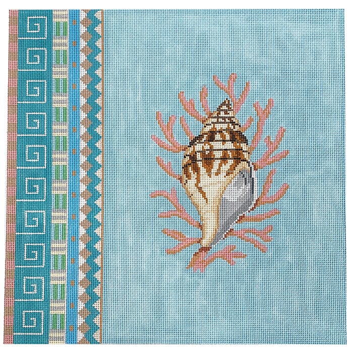Geo Pattern Tulip Shell #13 Painted Canvas Susan Roberts Needlepoint Designs Inc. 
