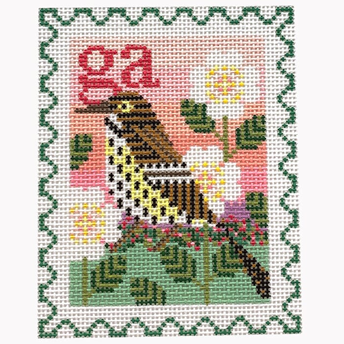 Georgia State Bird & Flower Stamp Painted Canvas Wipstitch Needleworks 