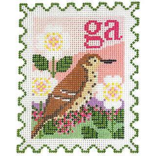 Georgia State Bird & Flower Stamp Painted Canvas Wipstitch Needleworks 
