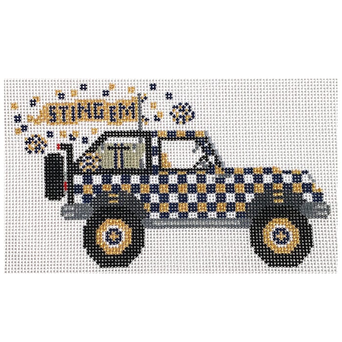Georgia Tech Jeep Painted Canvas Wipstitch Needleworks  - 1