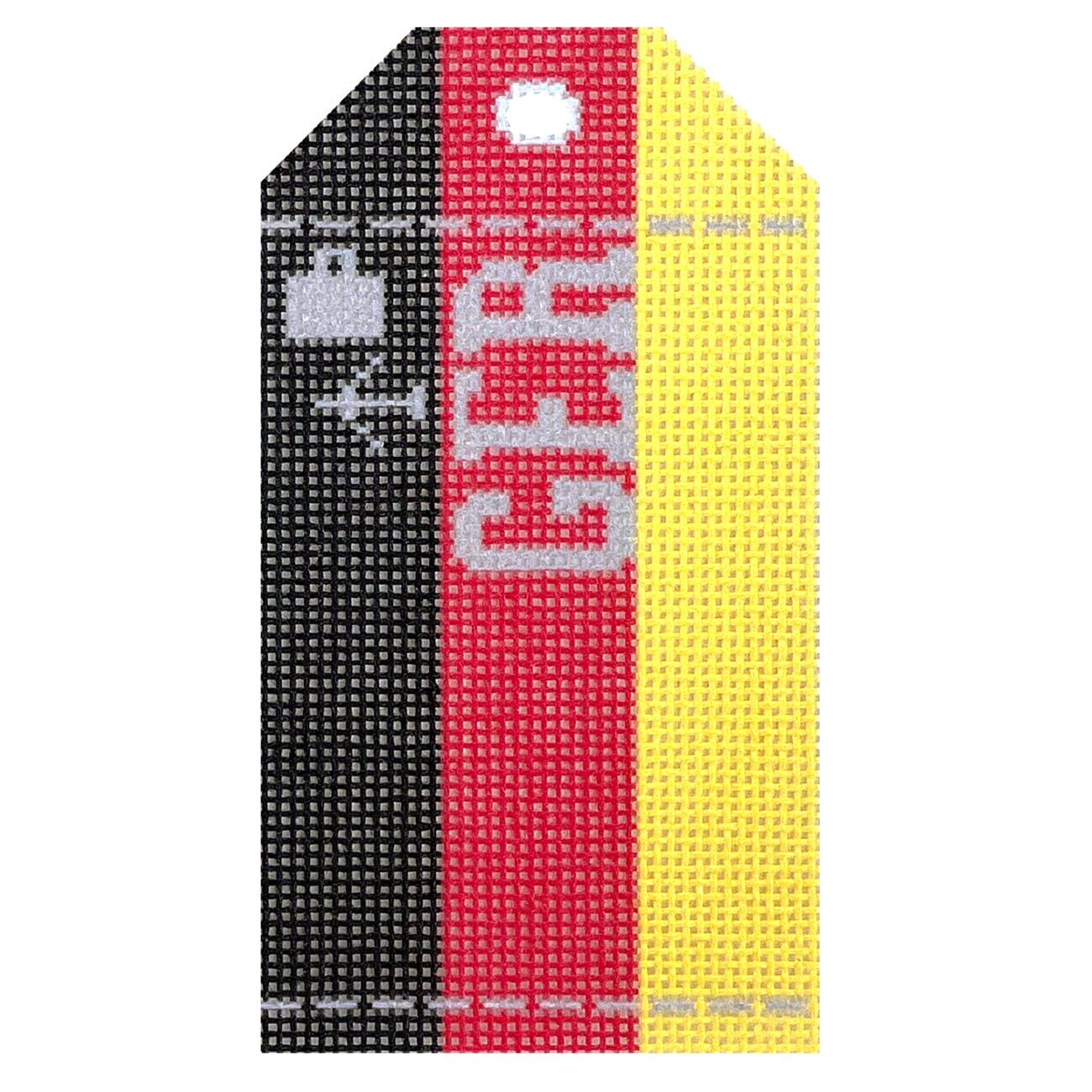 Germany Wee Flag Travel Tag Printed Canvas Hedgehog Needlepoint  - 1