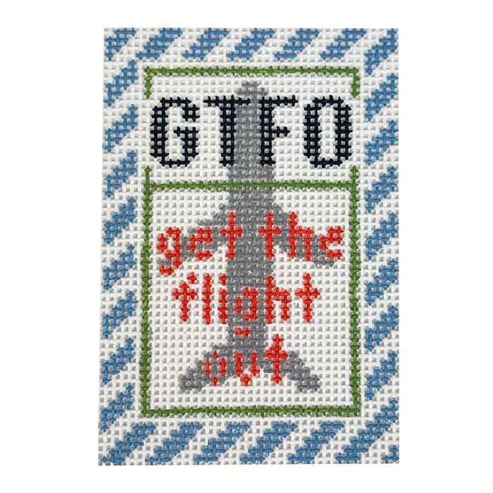 Get the Flight Out Mini 2x3 Blue Border Painted Canvas Rachel Barri Designs 
