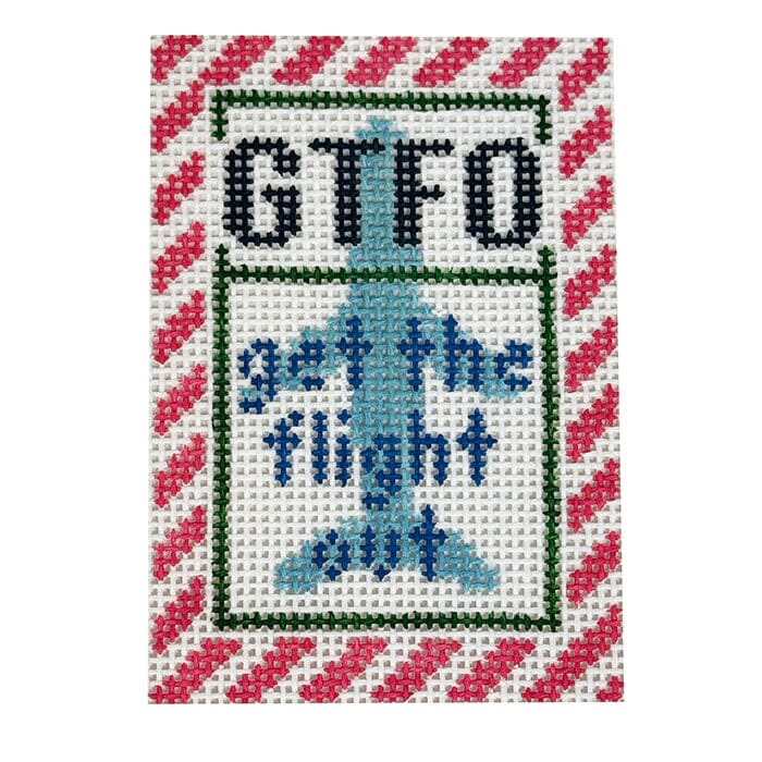 Get the Flight Out Mini 2x3 Pink Border Painted Canvas Rachel Barri Designs 
