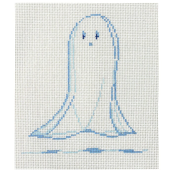 Ghost 3 - Boo & White Collection Painted Canvas The Plum Stitchery 