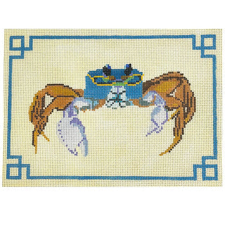 Ghost Crab on Yellow Painted Canvas Blue Ridge Stitchery 
