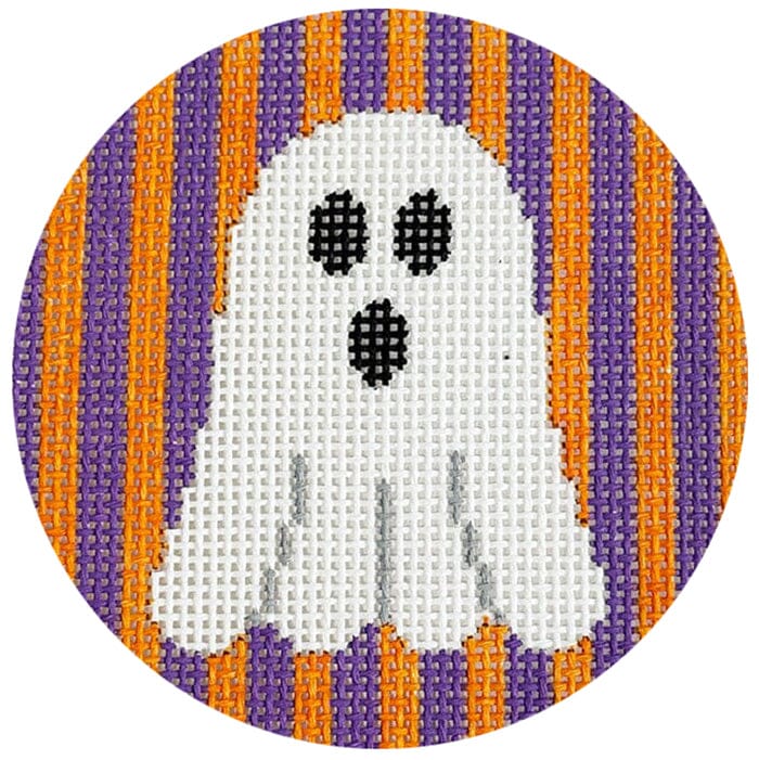 Ghost on Purple & Orange Stripes Painted Canvas Kristine Kingston 