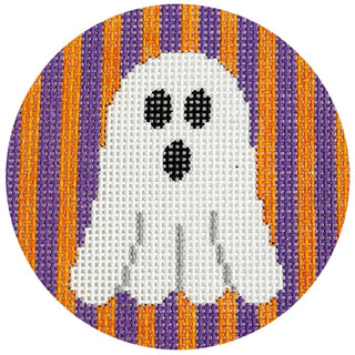 Ghost on Purple & Orange Stripes Painted Canvas Kristine Kingston 
