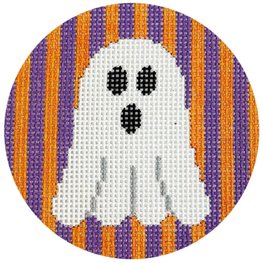 Ghost on Purple & Orange Stripes Painted Canvas Kristine Kingston 