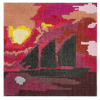Ghost Ship Square Painted Canvas Atlantic Blue Canvas 
