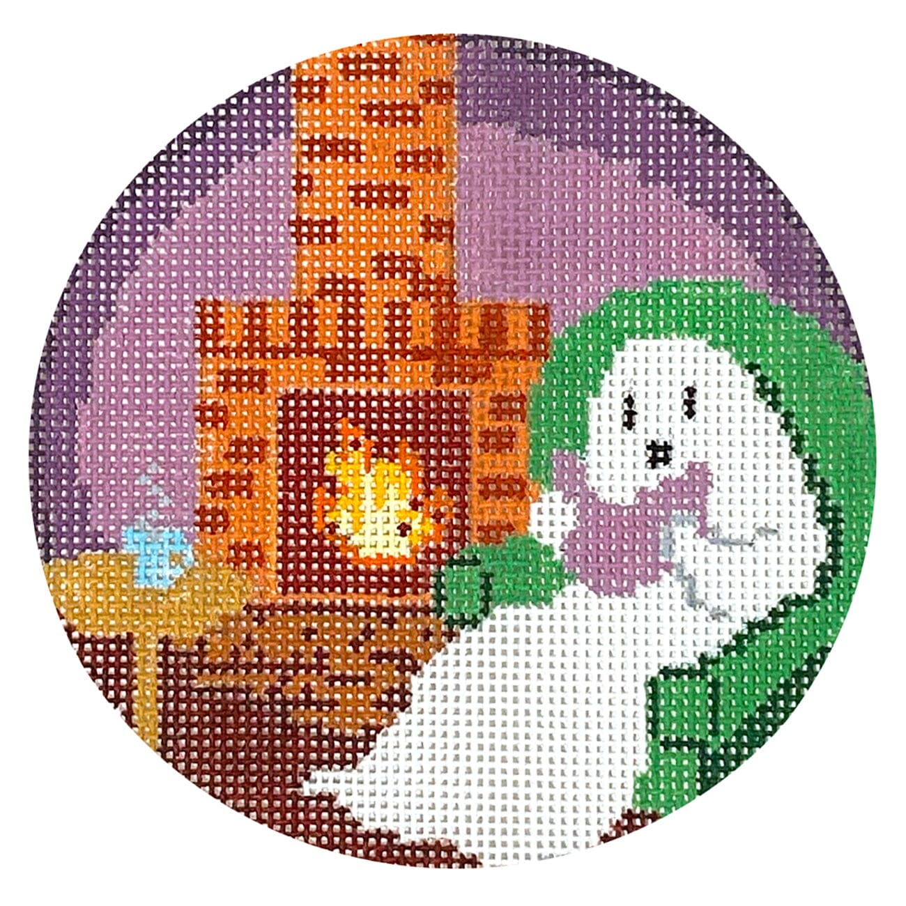 Ghosts Reading Round Painted Canvas The Gingham Stitchery 

