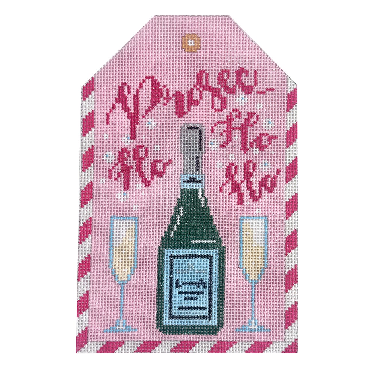 Gift Tag   Prosec Ho Ho HO Painted Canvas The Meredith Collection  - 1