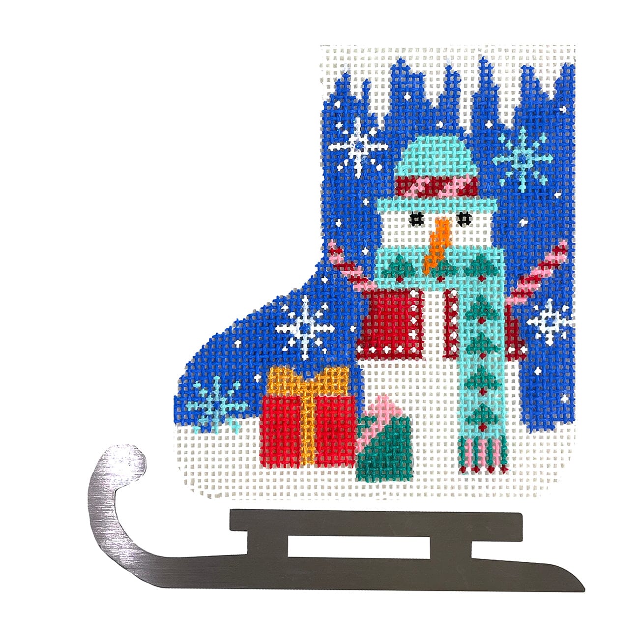 Gifted Snowman Mini Skate w/Blade Painted Canvas Shelly Tribbey  - 1