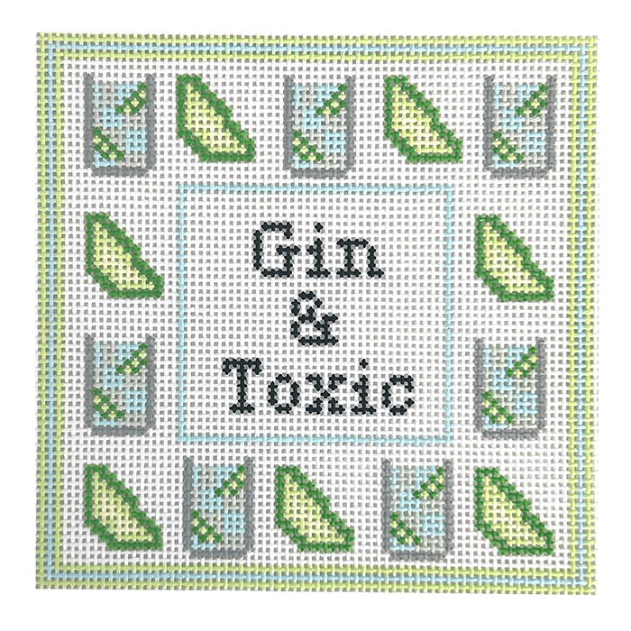 Gin & Toxic Coaster Painted Canvas Mopsey Designs 
