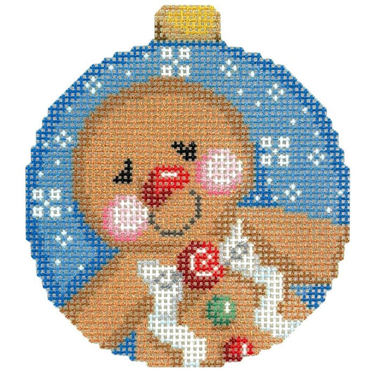 Gingerbread Boy Ball Ornament Printed Canvas Needlepoint To Go 