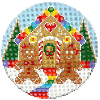 Gingerbread Couple Ornament Painted Canvas Doolittle Stitchery 
