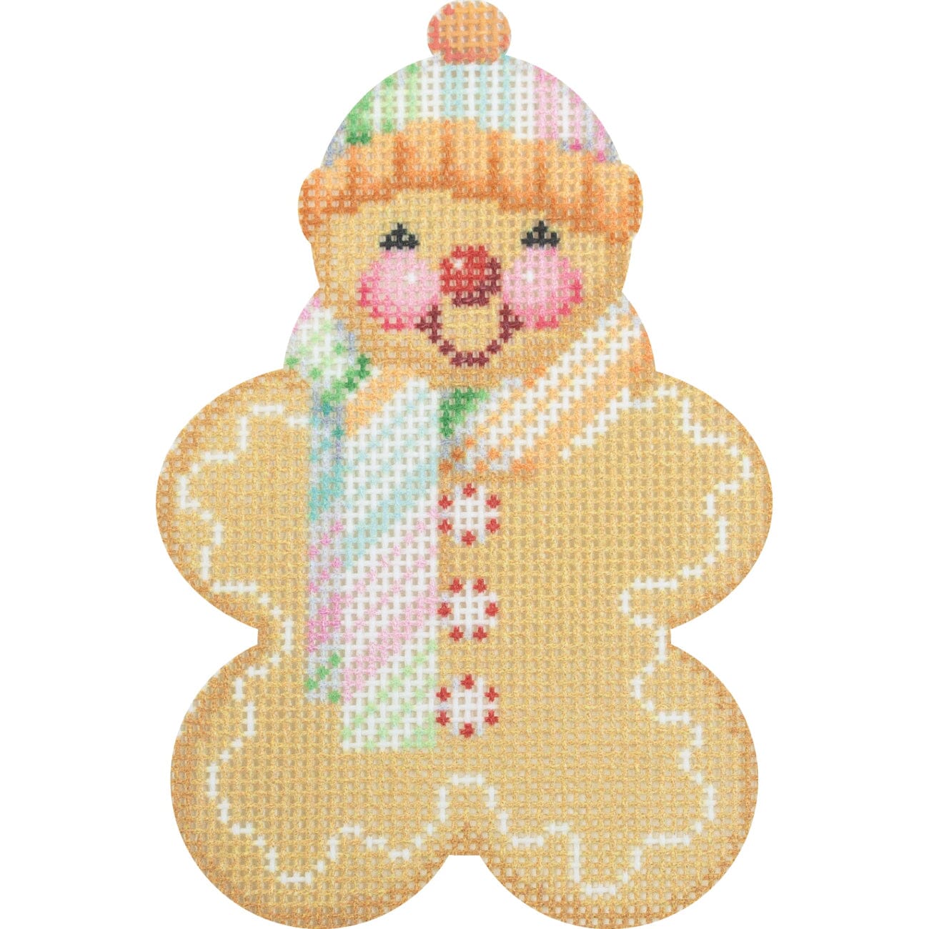 Gingerbread Friends   Fruity Stripe Scarf with Stitch Guide Printed Canvas Two Sisters Needlepoint  - 2