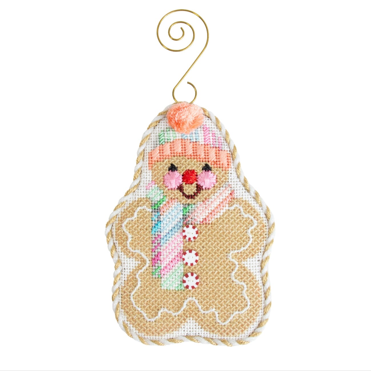 Gingerbread Friends   Fruity Stripe Scarf with Stitch Guide Printed Canvas Two Sisters Needlepoint  - 1