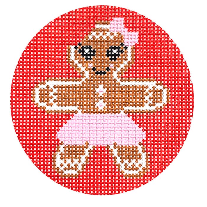 Gingerbread Girl Ornament on Red Needlepoint.Com  - 1