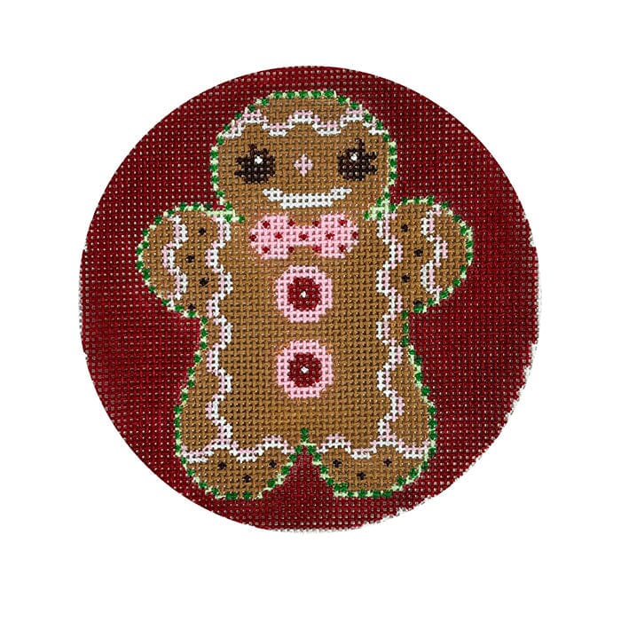 Gingerbread Girl Round Painted Canvas Shelly Tribbey 