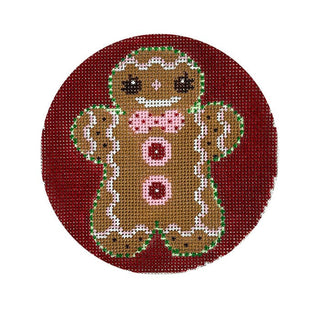 Gingerbread Girl Round Painted Canvas Shelly Tribbey 
