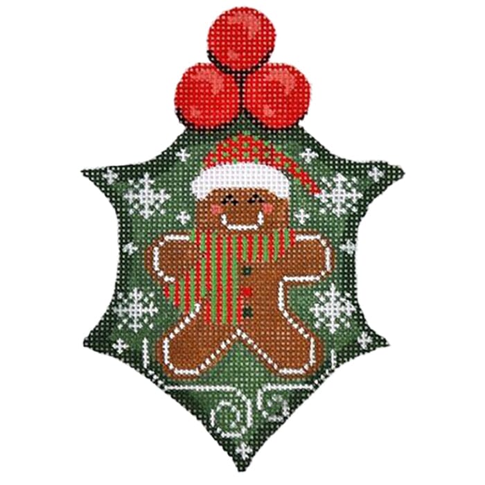 Gingerbread Holly on 13 Painted Canvas Danji Designs  - 1