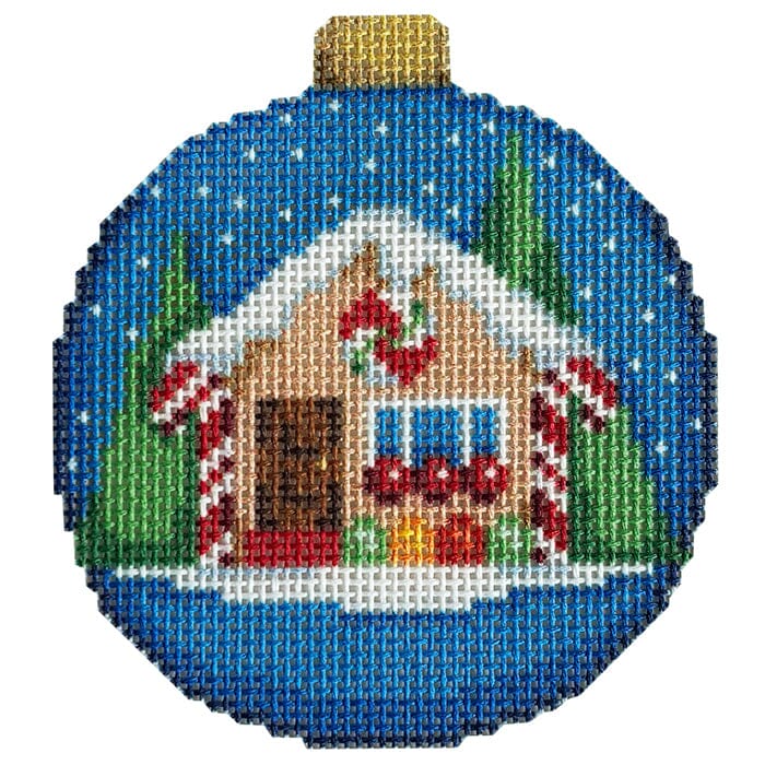 Gingerbread House Ball Ornament Printed Canvas Two Sisters Needlepoint 