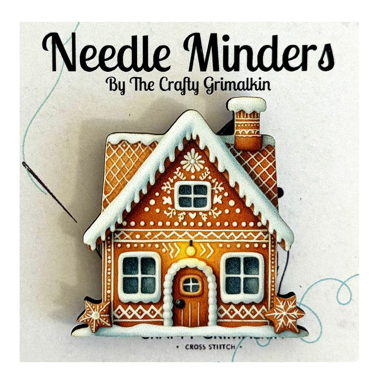 Gingerbread House Wooden Needle Minder Accessories The Crafty Grimalkin  - 1