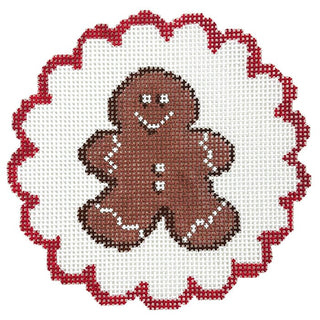 Gingerbread Man Cookie 4" Ornament Painted Canvas Initial K Studio 
