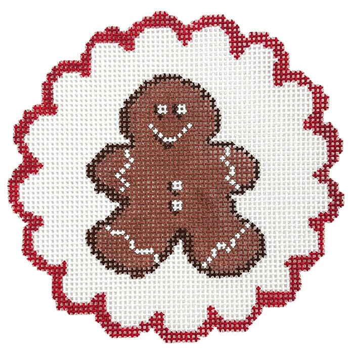 Gingerbread Man Cookie 4" Ornament Painted Canvas Initial K Studio 

