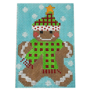 Gingerbread Ornament   Scarf with Stripes Painted Canvas Danji Designs 
