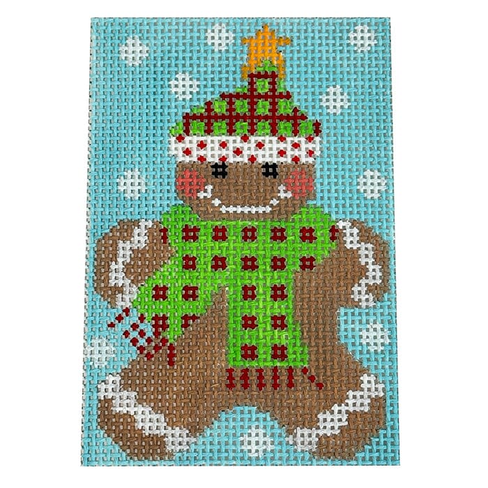 Gingerbread Ornament   Scarf with Stripes Painted Canvas Danji Designs 
