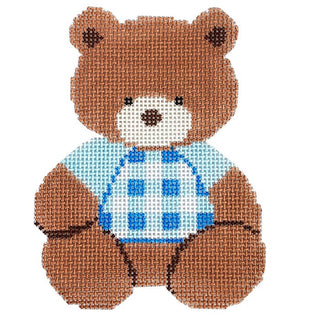 Gingham Bear   Blue Painted Canvas Audrey Wu Designs 
