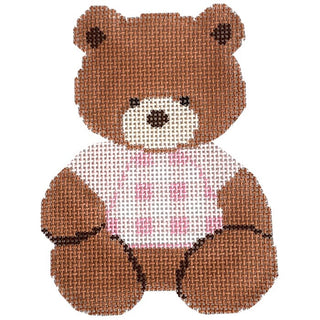 Gingham Bear   Pink Painted Canvas Audrey Wu Designs 
