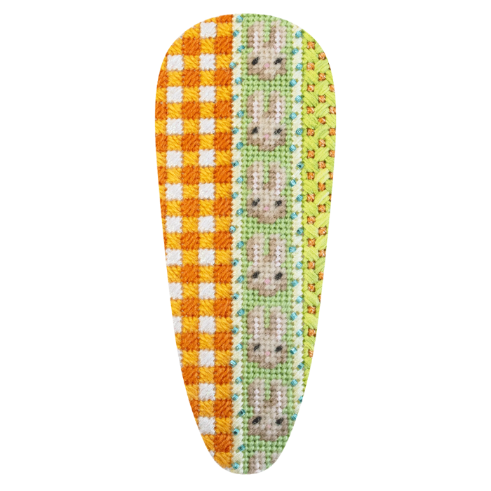 Gingham / Bunnies / Dots Carrot with Stitch Guide Painted Canvas Associated Talents 
