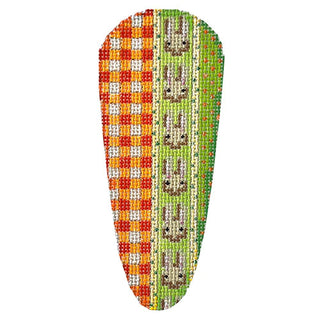 Gingham / Bunnies / Dots Carrot with Stitch Guide Painted Canvas Associated Talents 
