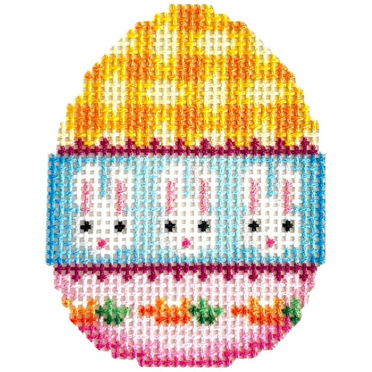 Gingham Bunnies Mini Egg Printed Canvas Two Sisters Needlepoint 