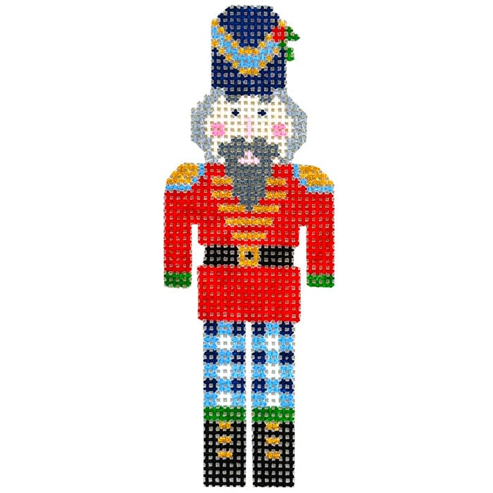 Gingham Nutcracker - Blue Printed Canvas SLS Needlepoint 