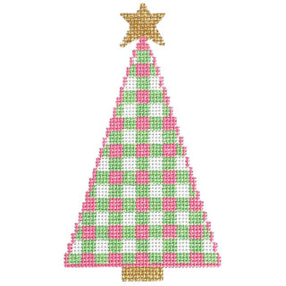 Gingham Tree Preppy Painted Canvas SilverStitch Needlepoint 
