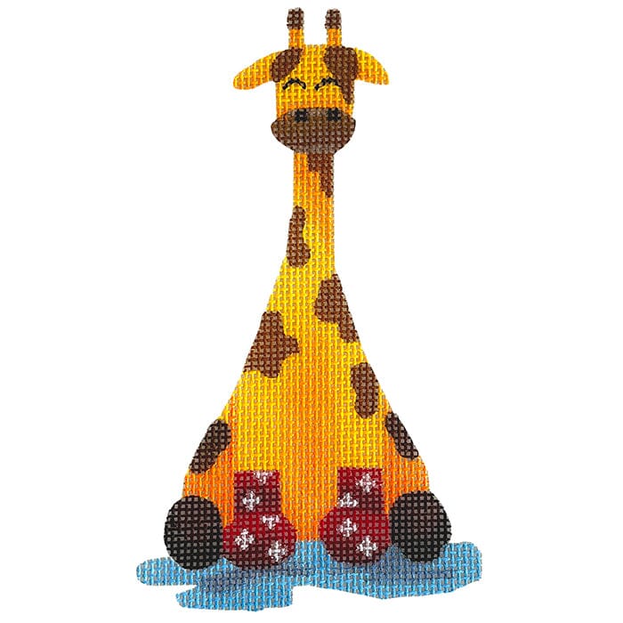 Giraffe in Rain Boots Painted Canvas Madeleine Elizabeth  - 1
