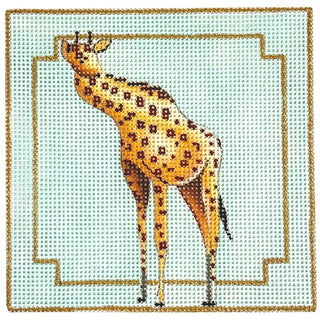 Giraffe on Blue 4" Square Painted Canvas Colors of Praise 
