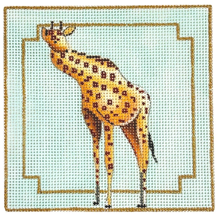 Giraffe on Blue 4" Square Painted Canvas Colors of Praise 
