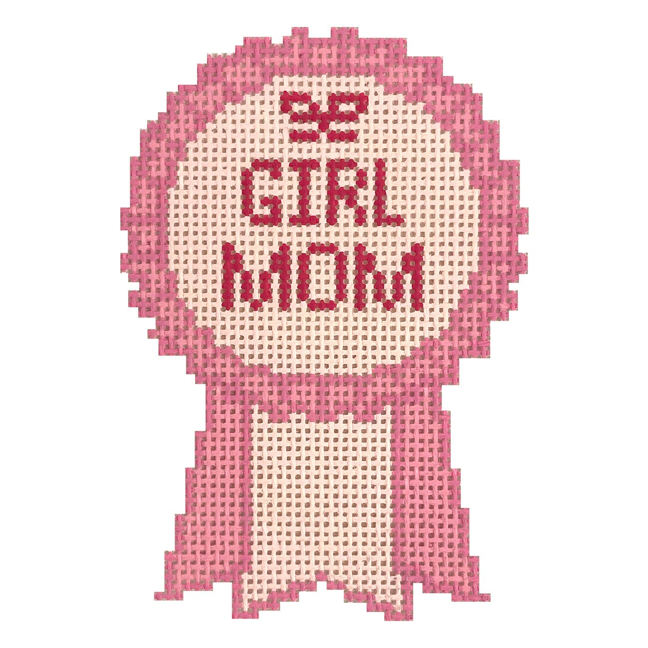 Girl Mom Ribbon, Pink Painted Canvas Atlantic Blue Canvas  - 1