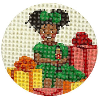 Girl with Nutcracker   Heritage Ornament Painted Canvas Spellbound Stitchery 
