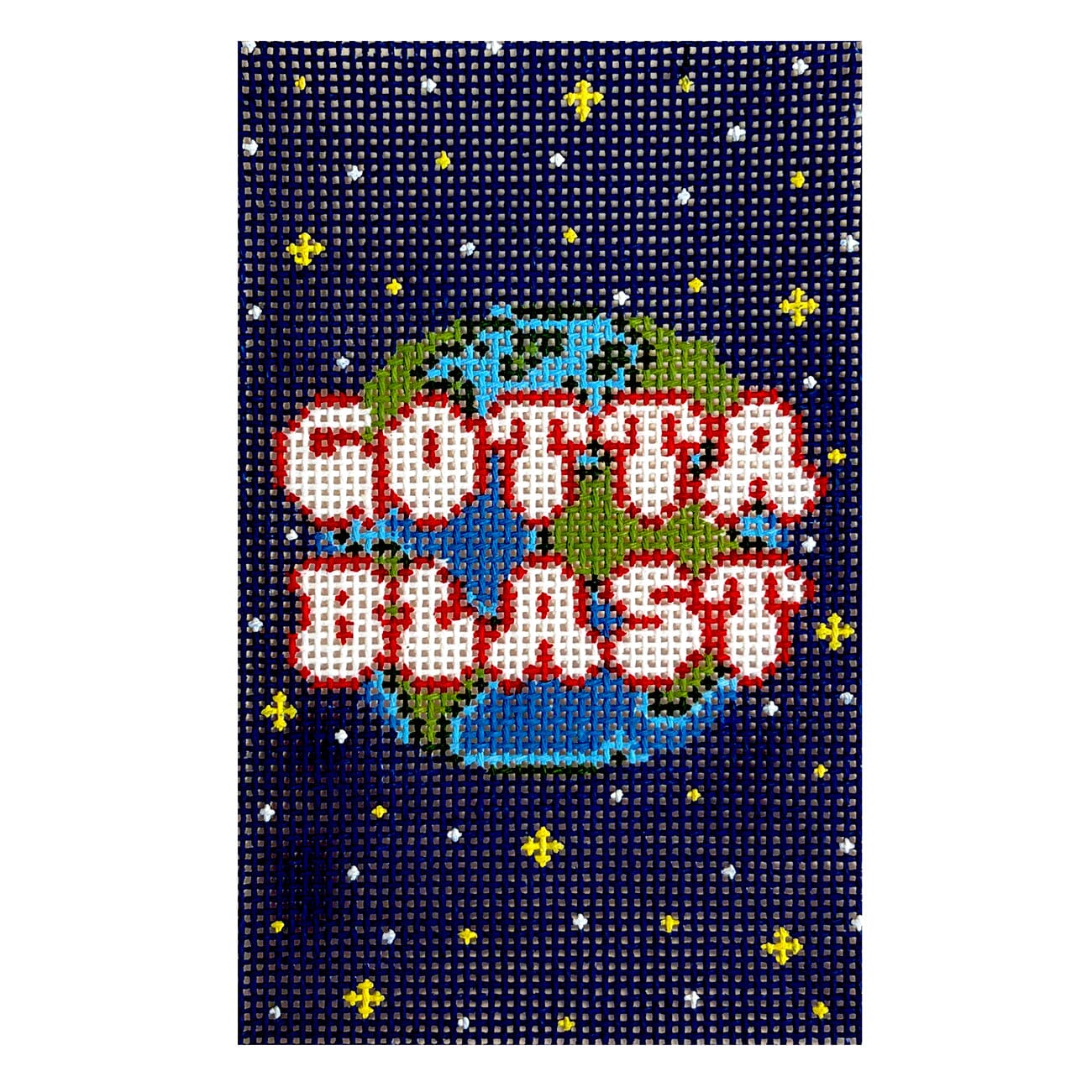Globe Passport Cover Insert Painted Canvas Dogwood Needlepoint  - 1