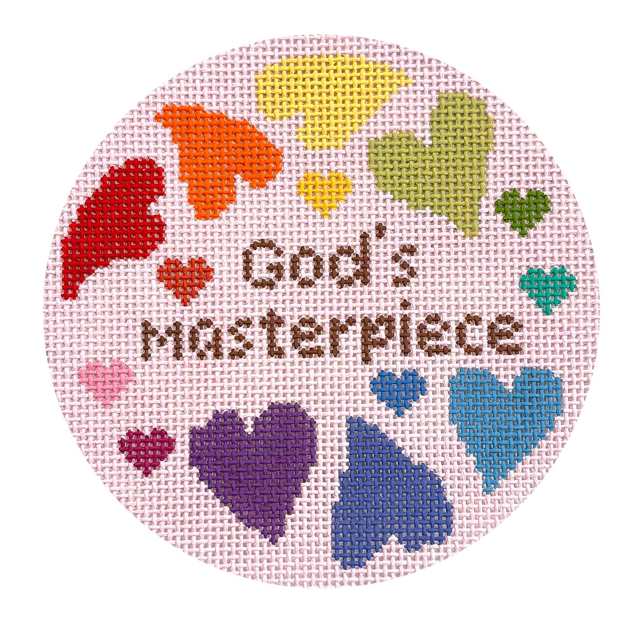 God's Masterpiece, Hearts Round Painted Canvas Atlantic Blue Canvas  - 1